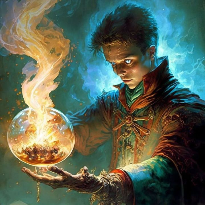 Image of a young mage apprentice practicing spellcasting.
